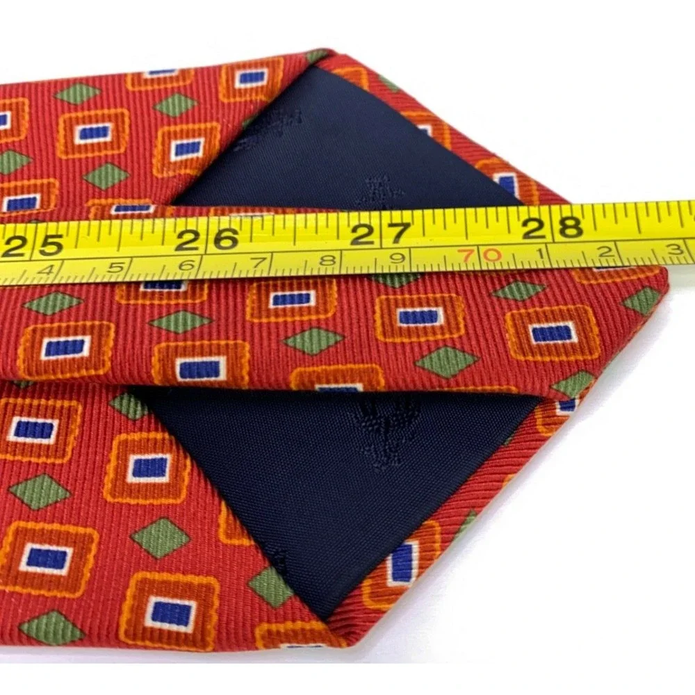 Brooks Brothers Makers Textured Tie Dark Orange Green White Blue Silk Necktie
